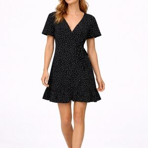 RELIPOP Polka Dot Ruffle Flounce Wrap Dress Large